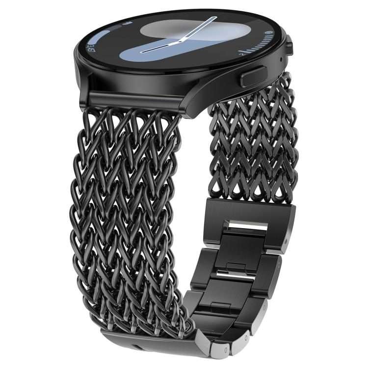 22mm xDfind Flat Head Herringbone Braided Stainless Steel Watch Band(Black)