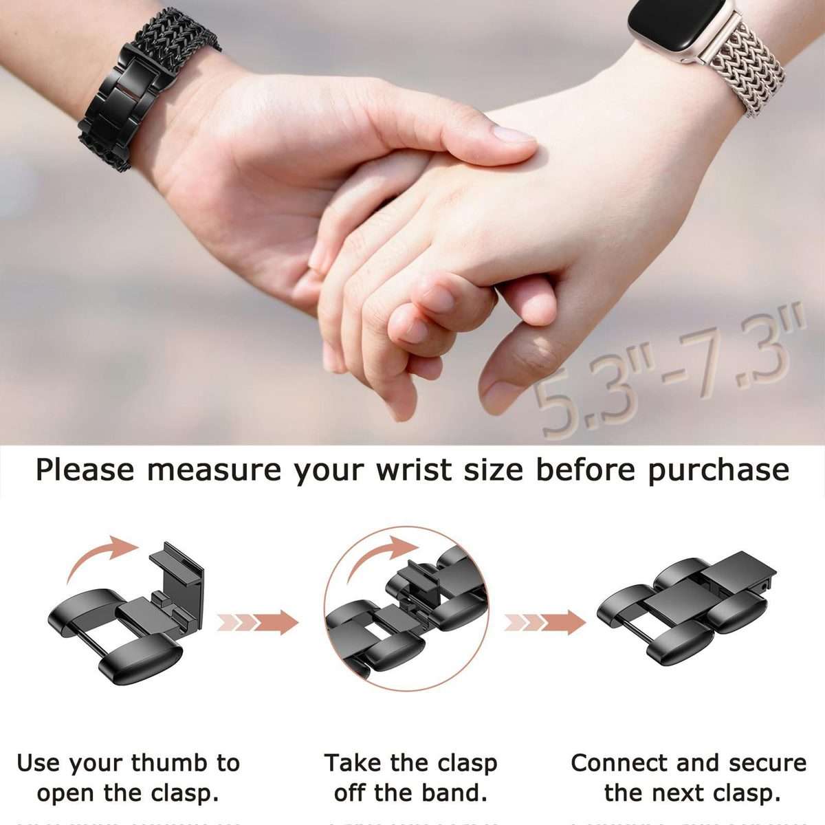 22mm xDfind Flat Head Herringbone Braided Stainless Steel Watch Band(Black)