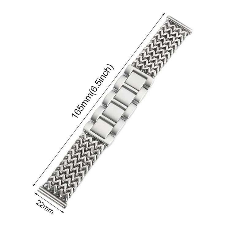 22mm xDfind Flat Head Herringbone Braided Stainless Steel Watch Band(Silver)