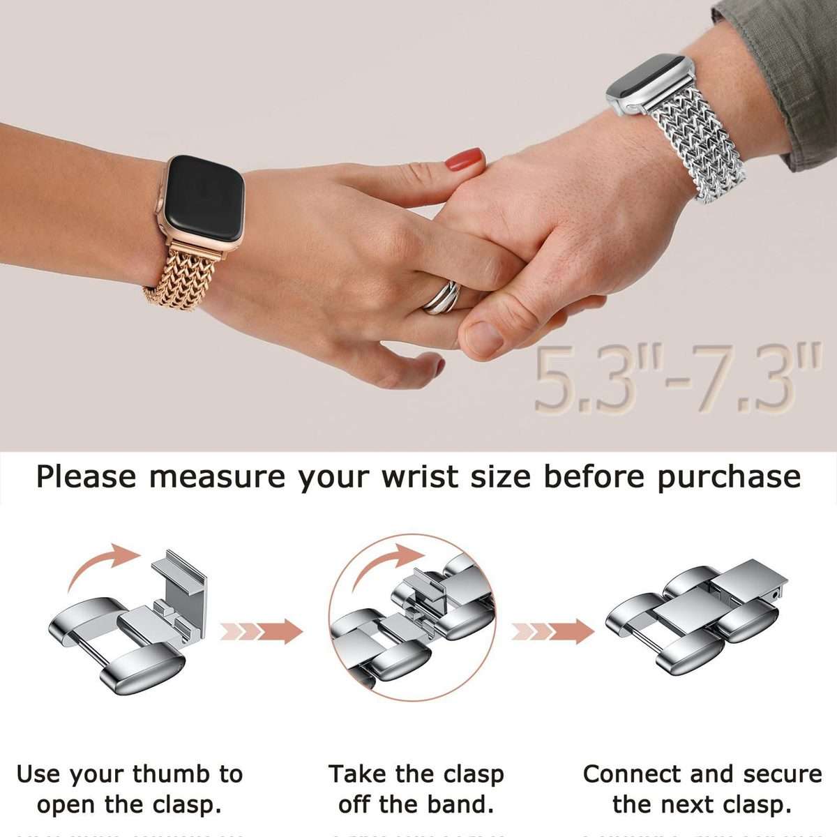 22mm xDfind Flat Head Herringbone Braided Stainless Steel Watch Band(Silver)