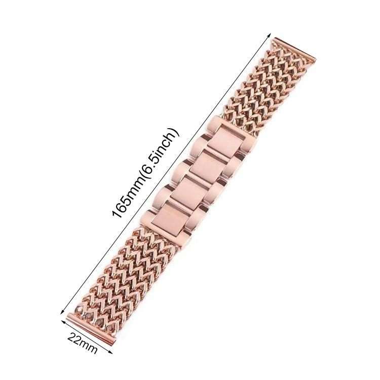 22mm xDfind Flat Head Herringbone Braided Stainless Steel Watch Band(Rose Pink)