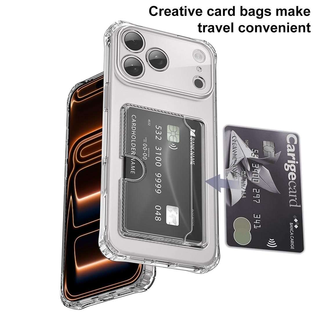 For iPhone 17 Pro Max XDcase Clear TPU Card Slot Precision Hole Phone Case(Transparent)