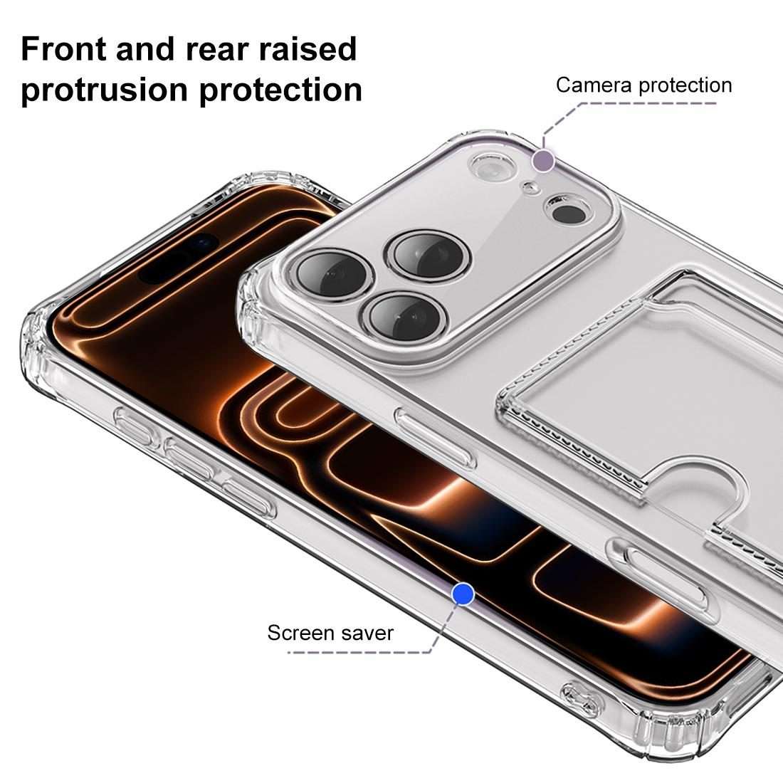 For iPhone 17 Pro Max XDcase Clear TPU Card Slot Precision Hole Phone Case(Transparent)