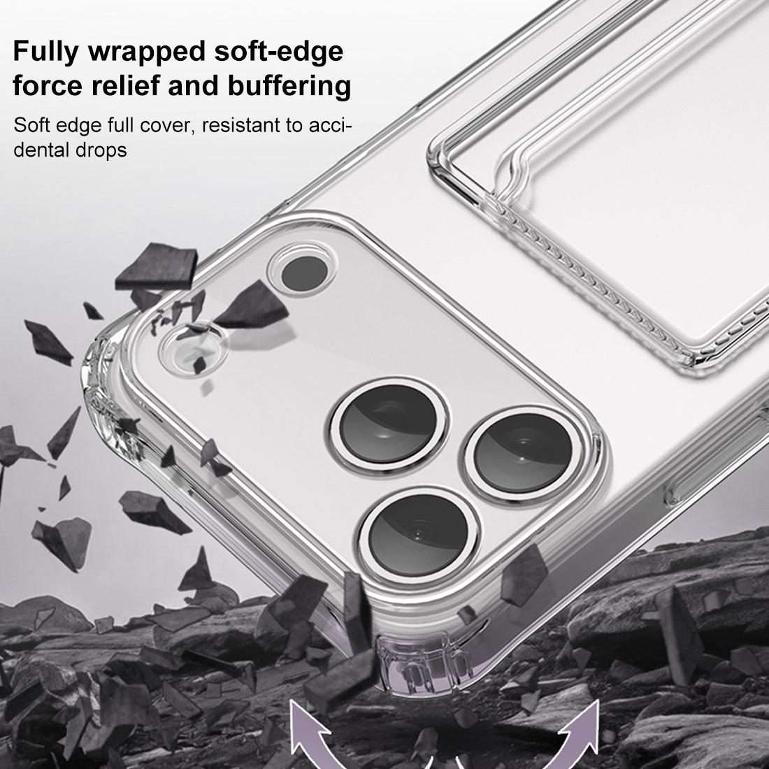 For iPhone 17 Pro XDcase Clear TPU Card Slot Precision Hole Phone Case(Transparent)