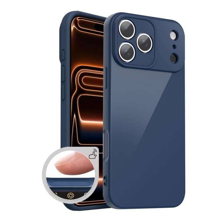 For iPhone 17 Pro XDcase AI Button Integrated Full Coverage Imitation Silicone Phone Case(Blue)