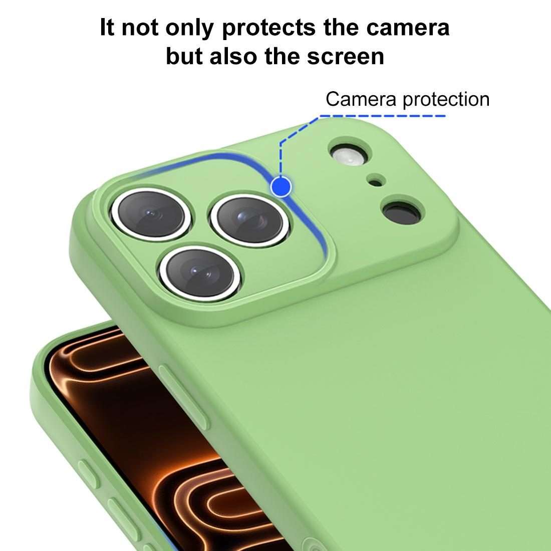 For iPhone 17 Pro XDcase AI Button Integrated Full Coverage Imitation Silicone Phone Case(Green)