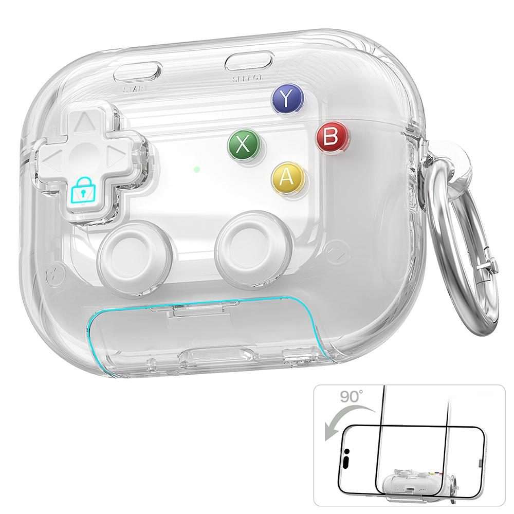 For AirPods Pro 3 XDcase Transparent Retro Game Console Design Earbuds Case with Holde ... (White)