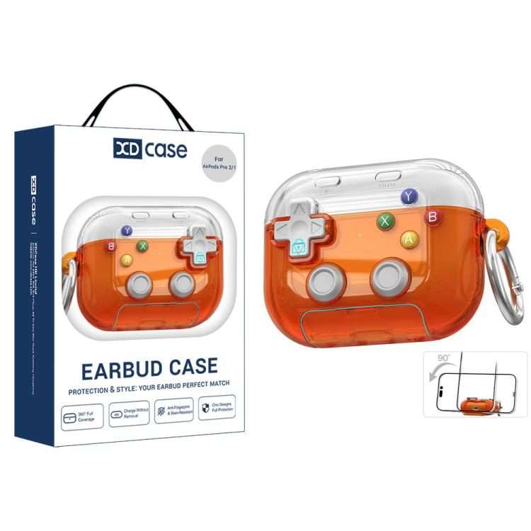 For AirPods Pro 2 / 1 XDcase Transparent Retro Game Console Design Earbud ... (Transparent Orange)