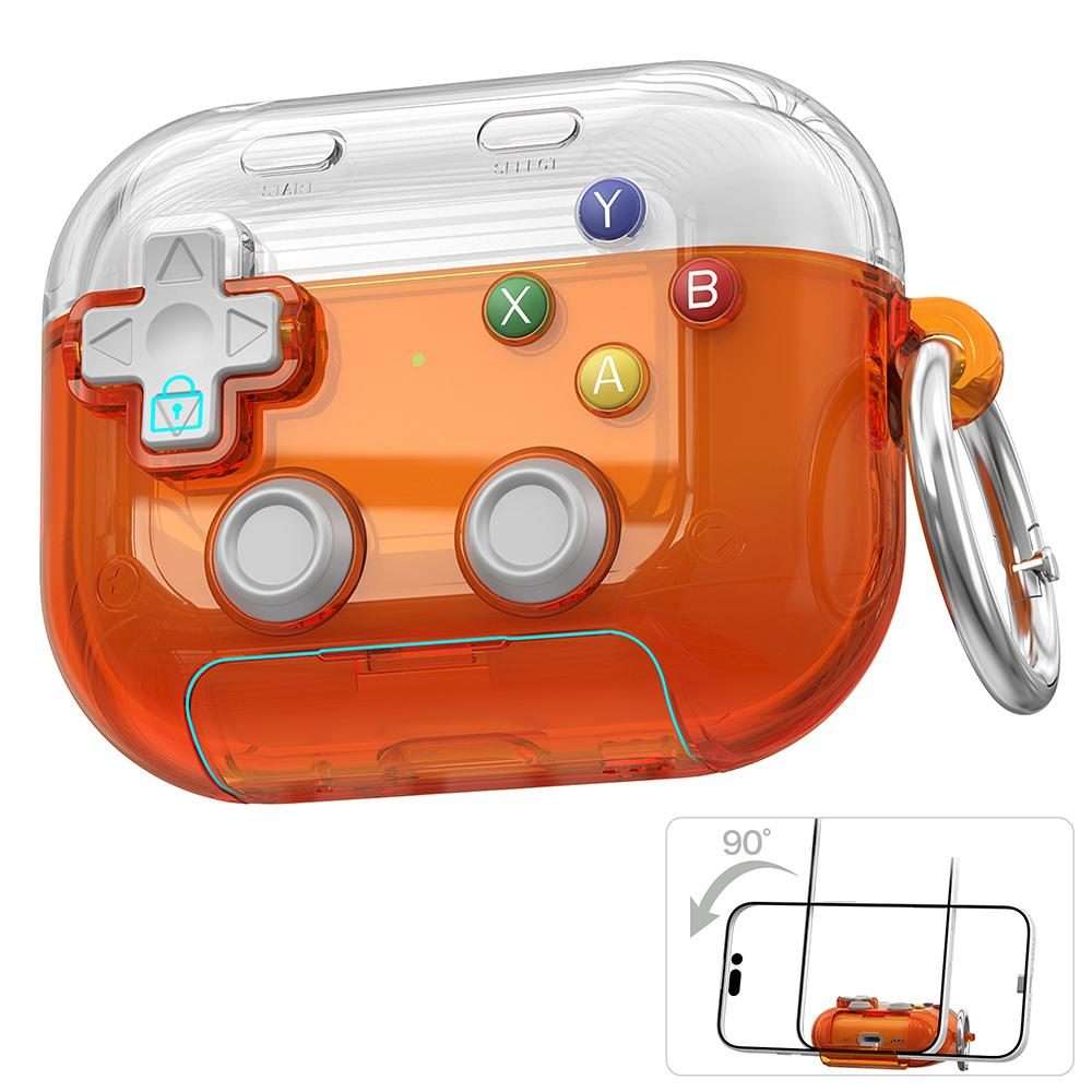 For AirPods Pro 2 / 1 XDcase Transparent Retro Game Console Design Earbud ... (Transparent Orange)