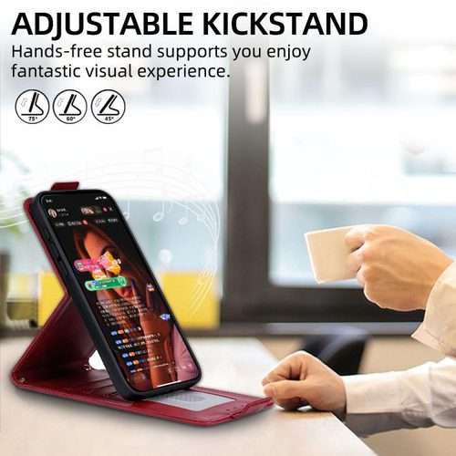 For Redmi K90 Pro Max 5G Vertical Flip Cover Solid Color Vegan Leather Phone Case with C ... (Red)