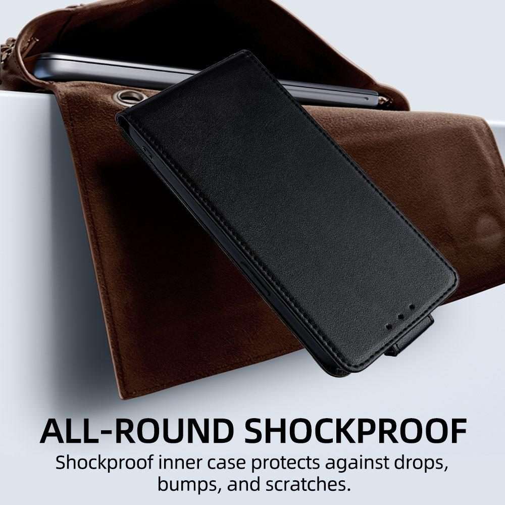 For Redmi Note 15 Pro+ 5G Global 163.3mm Vertical Flip Cover Solid Color Vegan Leather ... (Black)