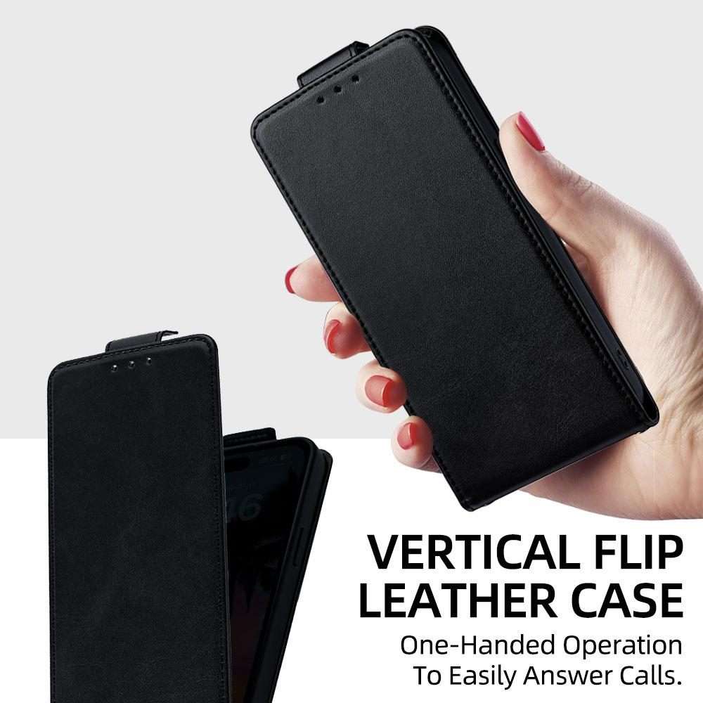 For Honor 400 Smart 5G / X7d 4G / 5G Vertical Flip Cover Solid Color Vegan Leather Pho ... (Black)
