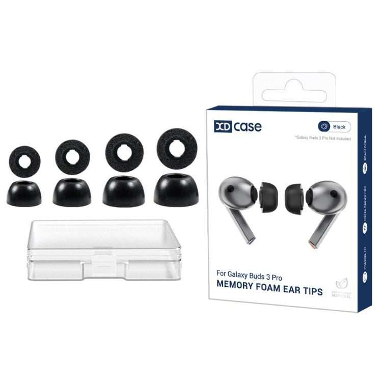 For Samsung Galaxy Buds3 Pro XDcase 4 Pairs Replacement Memory Foam Ear Tips, XS/S/M/L Size(Black)