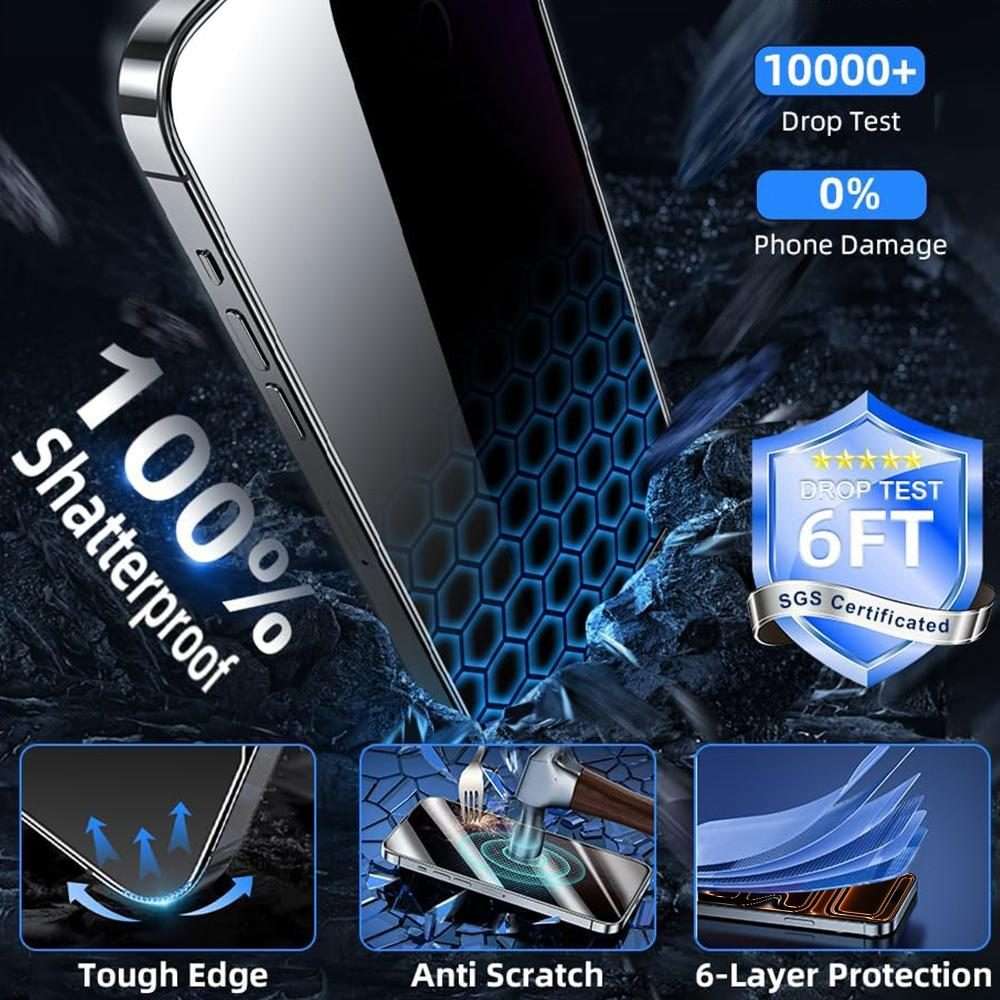 For iPhone 16 Pro Max XDcase 2pcs / Pack Silk Screen Printed Anti-Peep Tempered Glass Screen Prote