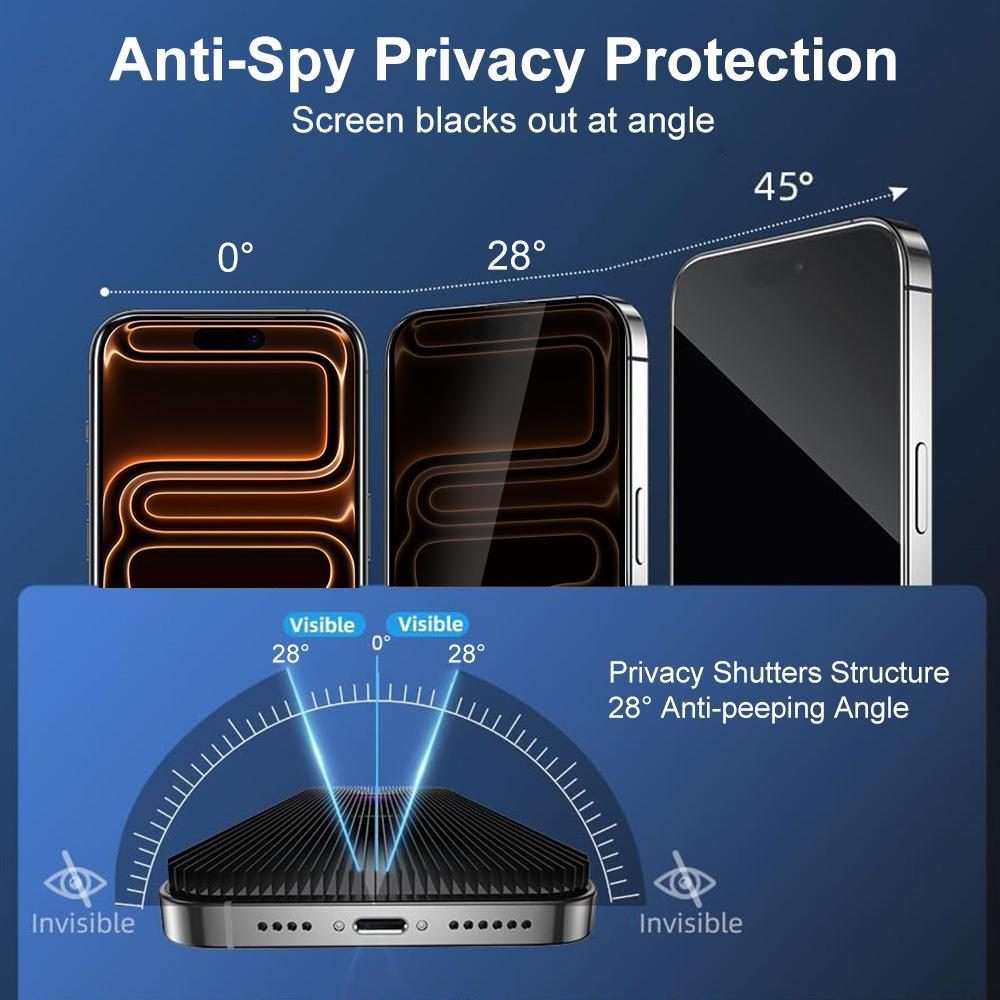 For iPhone 16 Pro Max XDcase 2pcs / Pack Silk Screen Printed Anti-Peep Tempered Glass Screen Prote