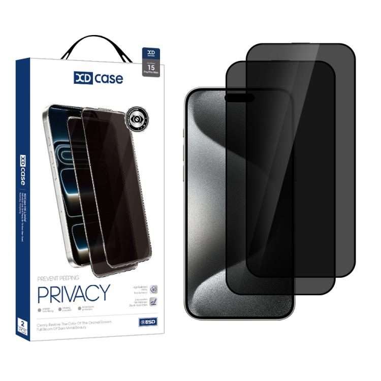 For iPhone 15 Pro Max XDcase 2pcs / Pack Silk Screen Printed Anti-Peep Tempered Glass Screen Prote