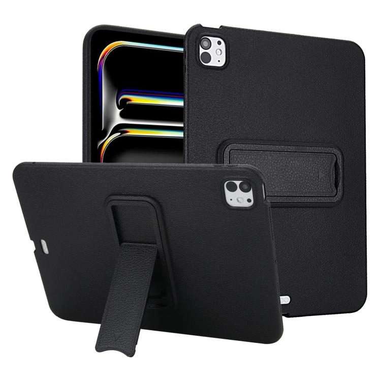 For iPad Pro 11 2025 / 2024 Leather-Textured PU Shockproof Tablet Case with Holder(Black)