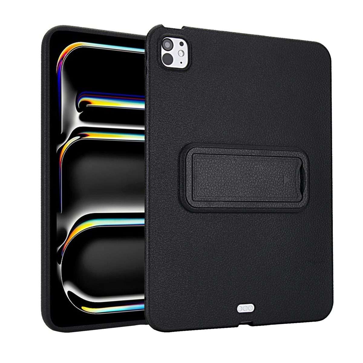 For iPad Pro 11 2025 / 2024 Leather-Textured PU Shockproof Tablet Case with Holder(Black)