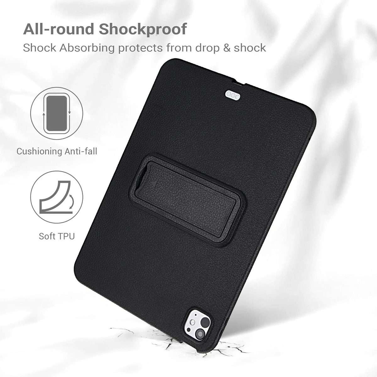 For iPad Pro 11 2025 / 2024 Leather-Textured PU Shockproof Tablet Case with Holder(Black)