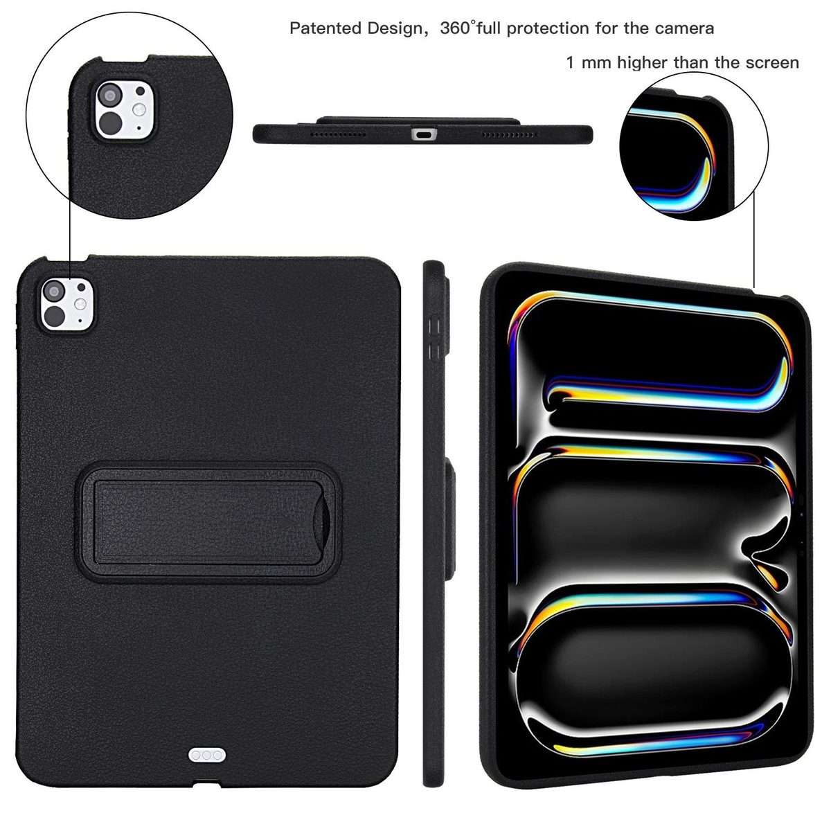 For iPad Pro 11 2025 / 2024 Leather-Textured PU Shockproof Tablet Case with Holder(Black)