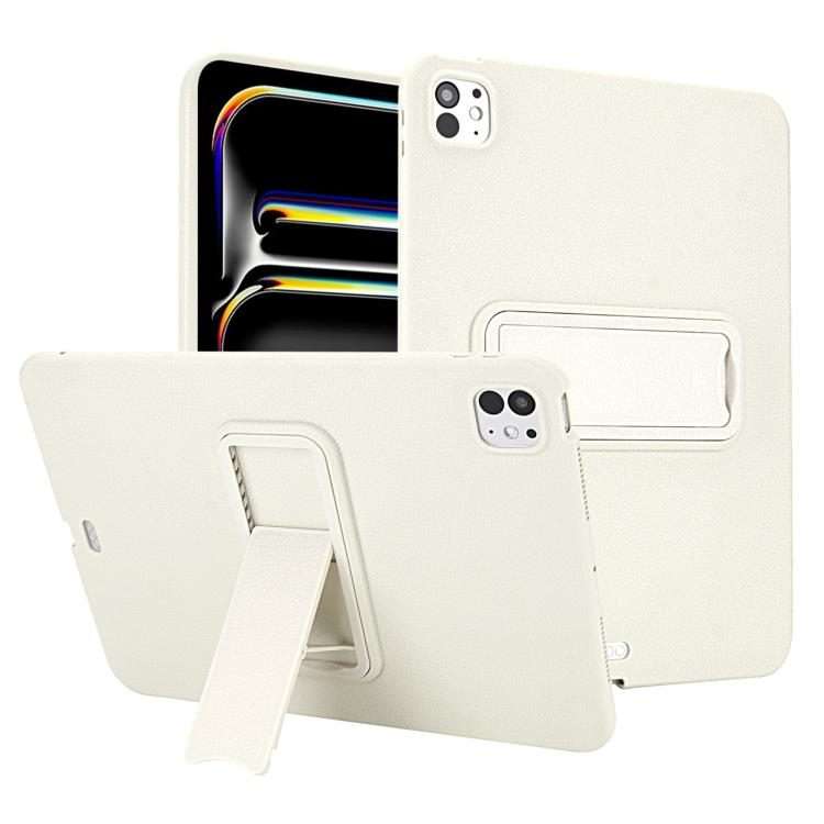 For iPad Pro 11 2025 / 2024 Leather-Textured PU Shockproof Tablet Case with Holder(White)