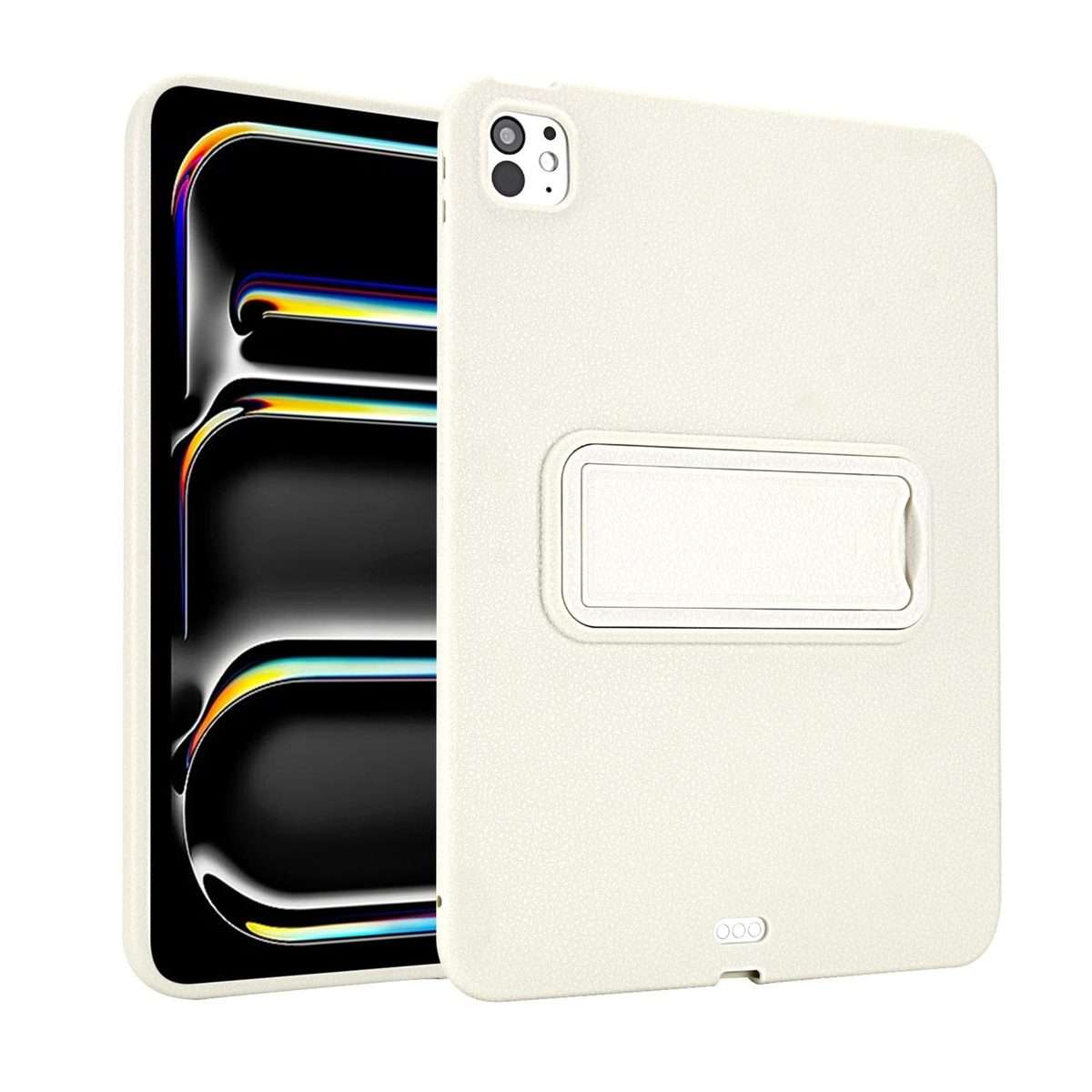 For iPad Pro 11 2025 / 2024 Leather-Textured PU Shockproof Tablet Case with Holder(White)