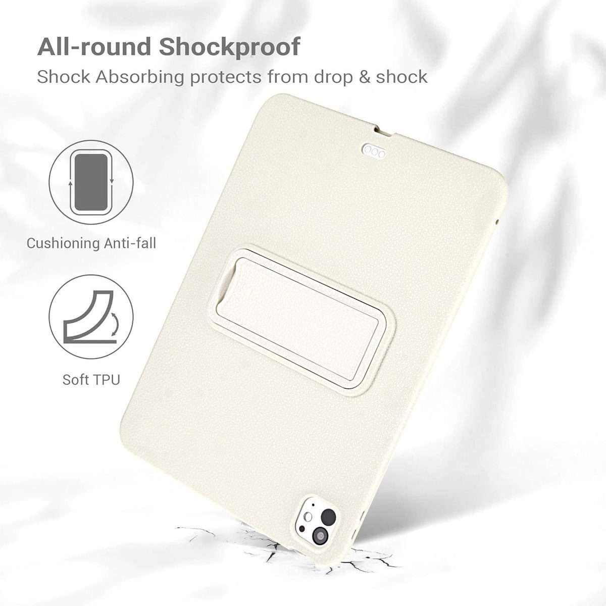 For iPad Pro 11 2025 / 2024 Leather-Textured PU Shockproof Tablet Case with Holder(White)