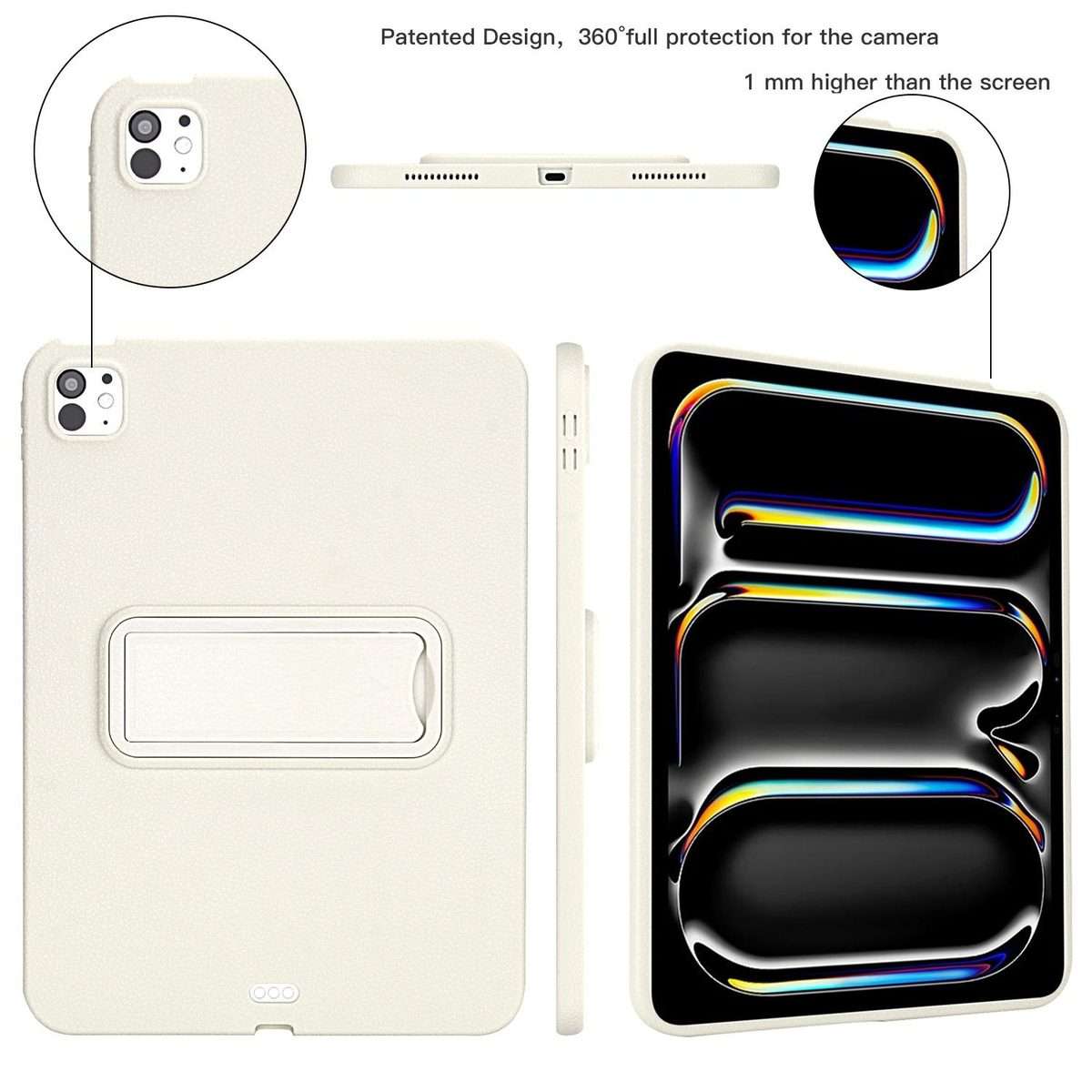 For iPad Pro 11 2025 / 2024 Leather-Textured PU Shockproof Tablet Case with Holder(White)