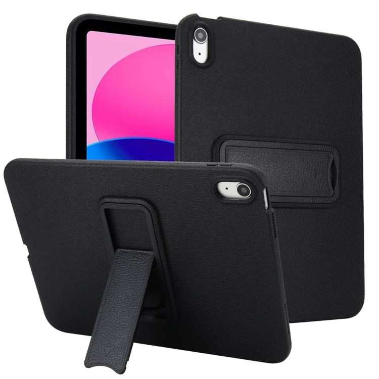 For iPad Air 11 2026 / 2025 / 2024 Leather-Textured PU Shockproof Tablet Case with Holder(Black)