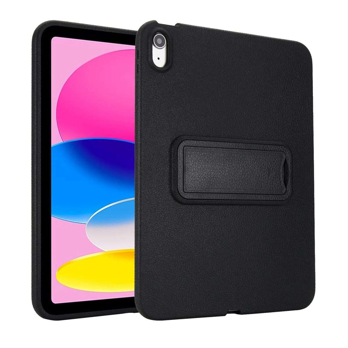 For iPad Air 11 2026 / 2025 / 2024 Leather-Textured PU Shockproof Tablet Case with Holder(Black)