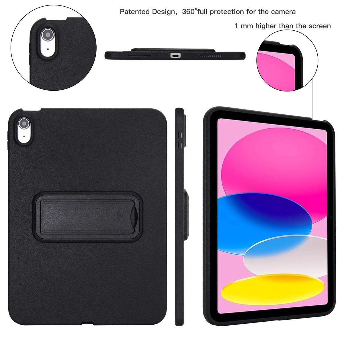 For iPad Air 11 2026 / 2025 / 2024 Leather-Textured PU Shockproof Tablet Case with Holder(Black)