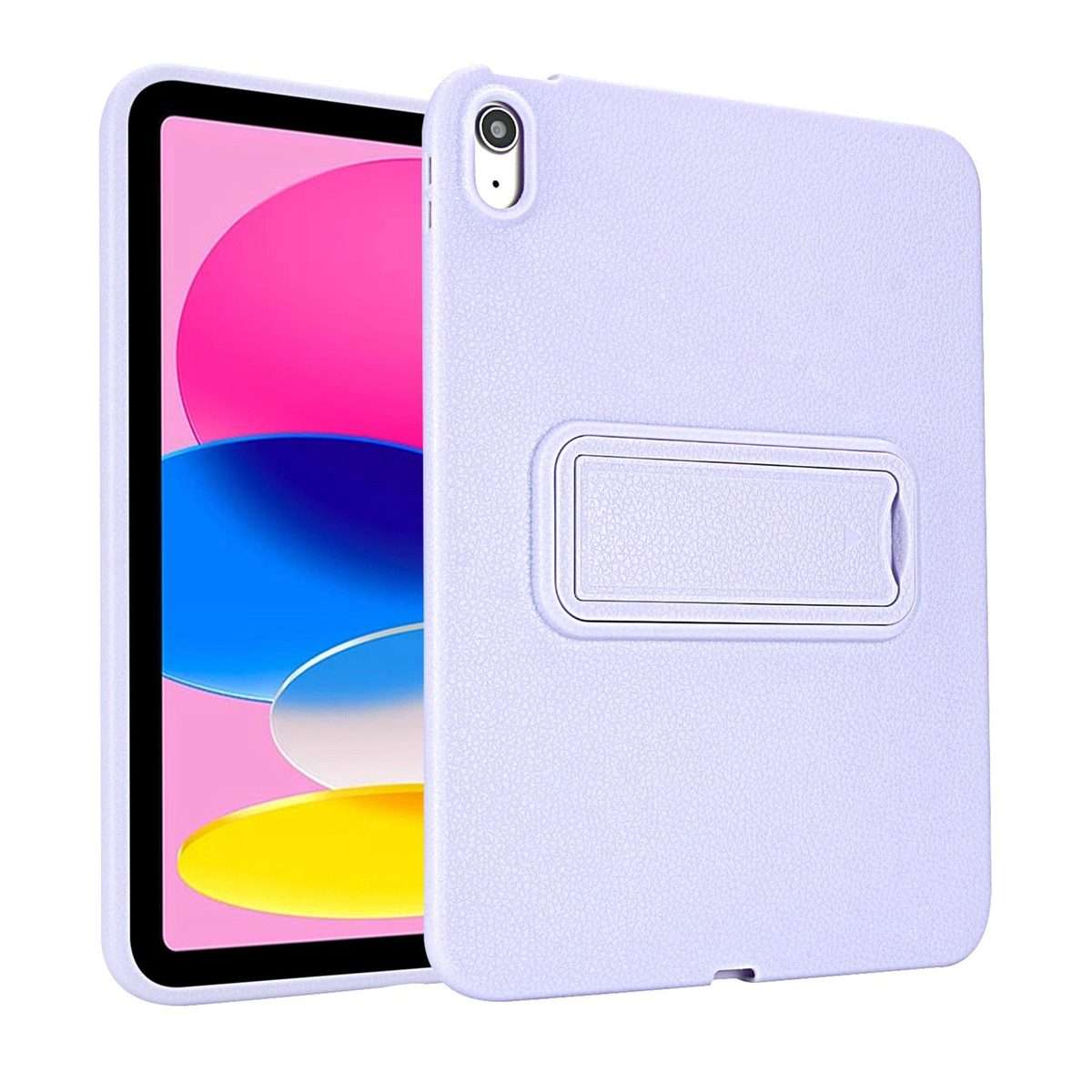 For iPad Air 11 2026 / 2025 / 2024 Leather-Textured PU Shockproof Tablet Case with Holder(Purple)