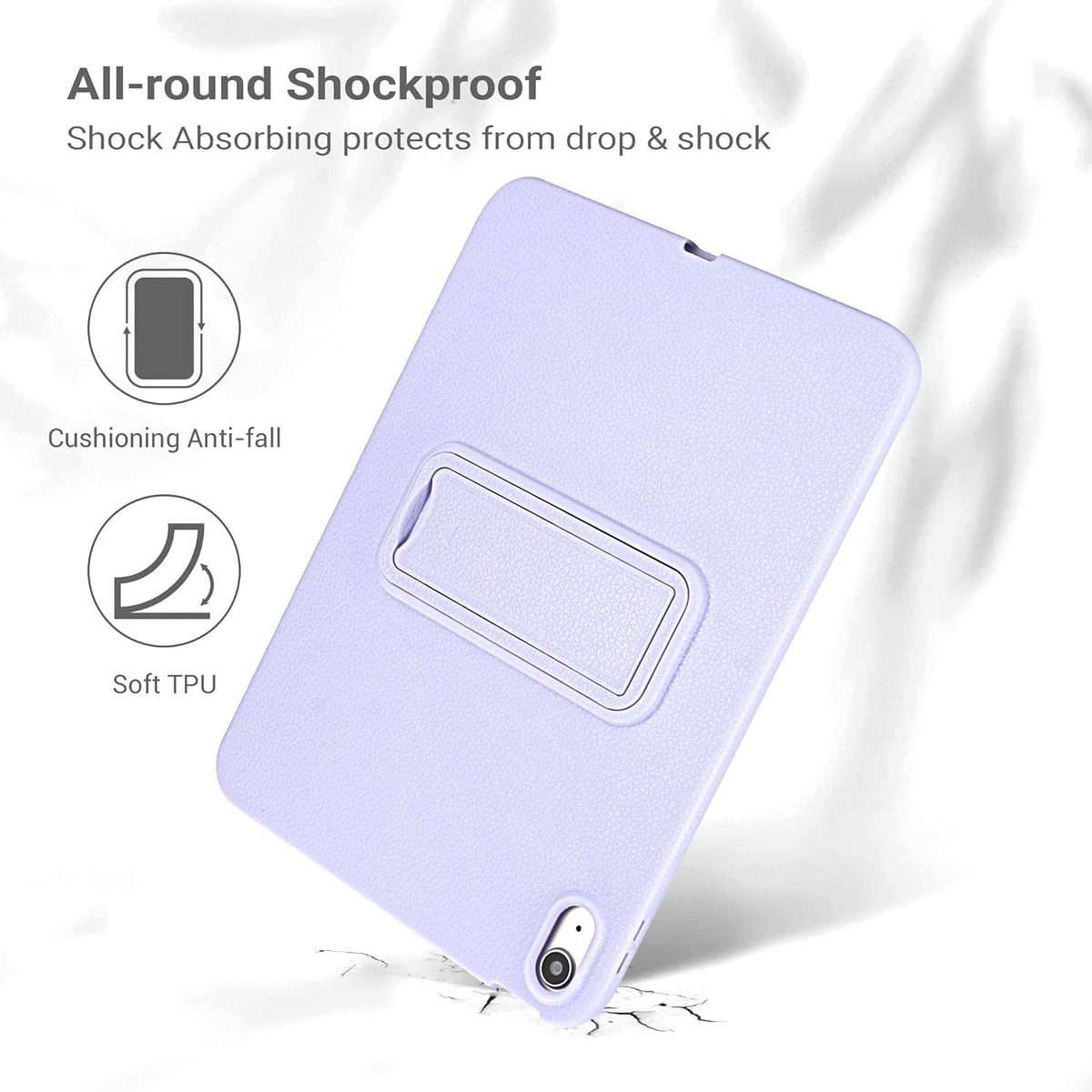 For iPad Air 11 2026 / 2025 / 2024 Leather-Textured PU Shockproof Tablet Case with Holder(Purple)