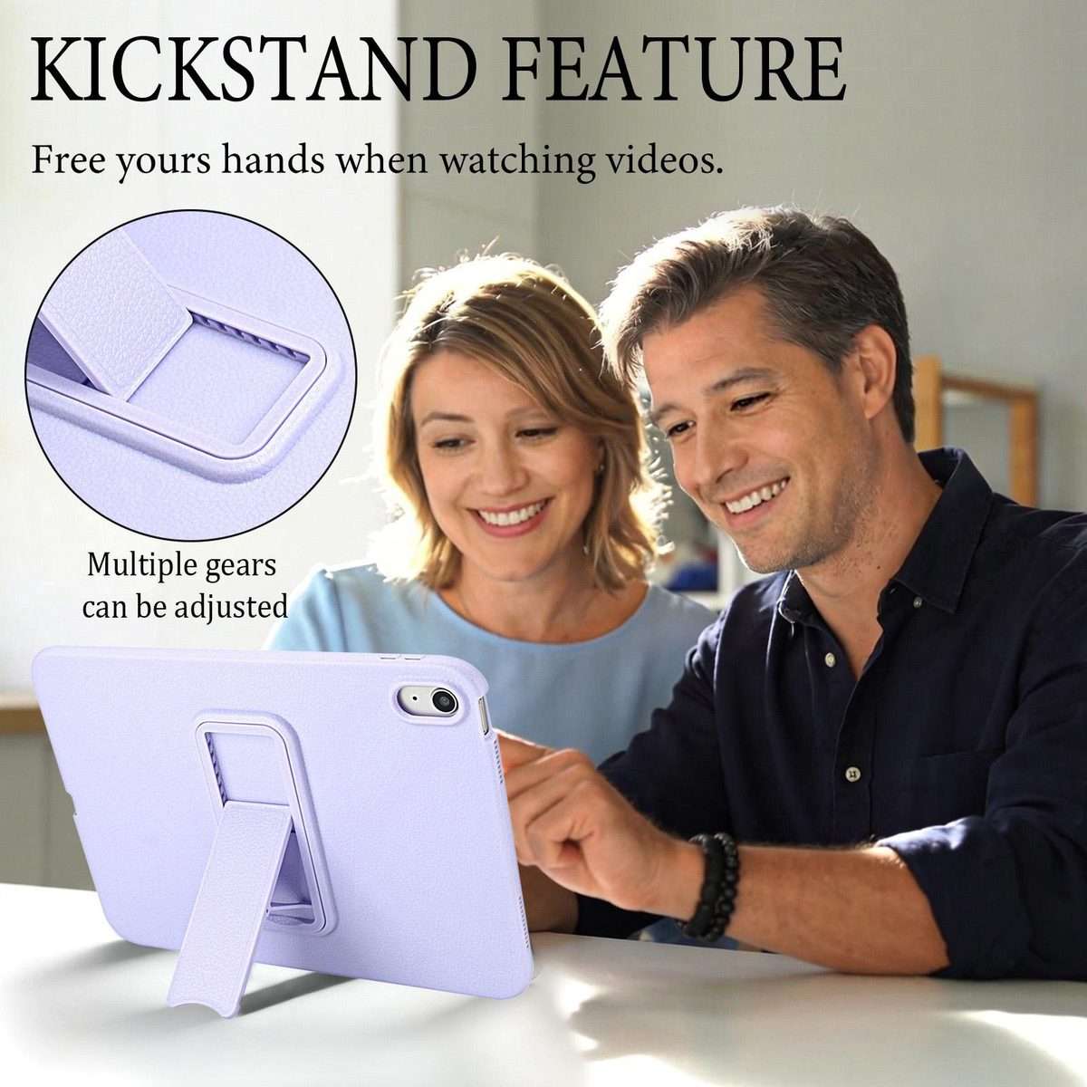 For iPad Air 11 2026 / 2025 / 2024 Leather-Textured PU Shockproof Tablet Case with Holder(Purple)