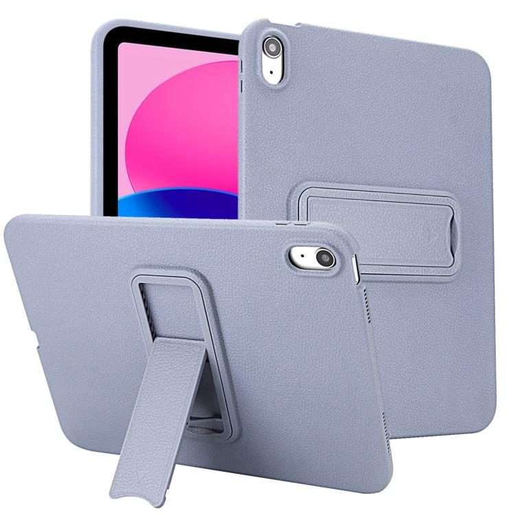 For iPad mini 6 / mini 2024 Leather-Textured PU Shockproof Tablet Case with Holder(Lavender Gray)