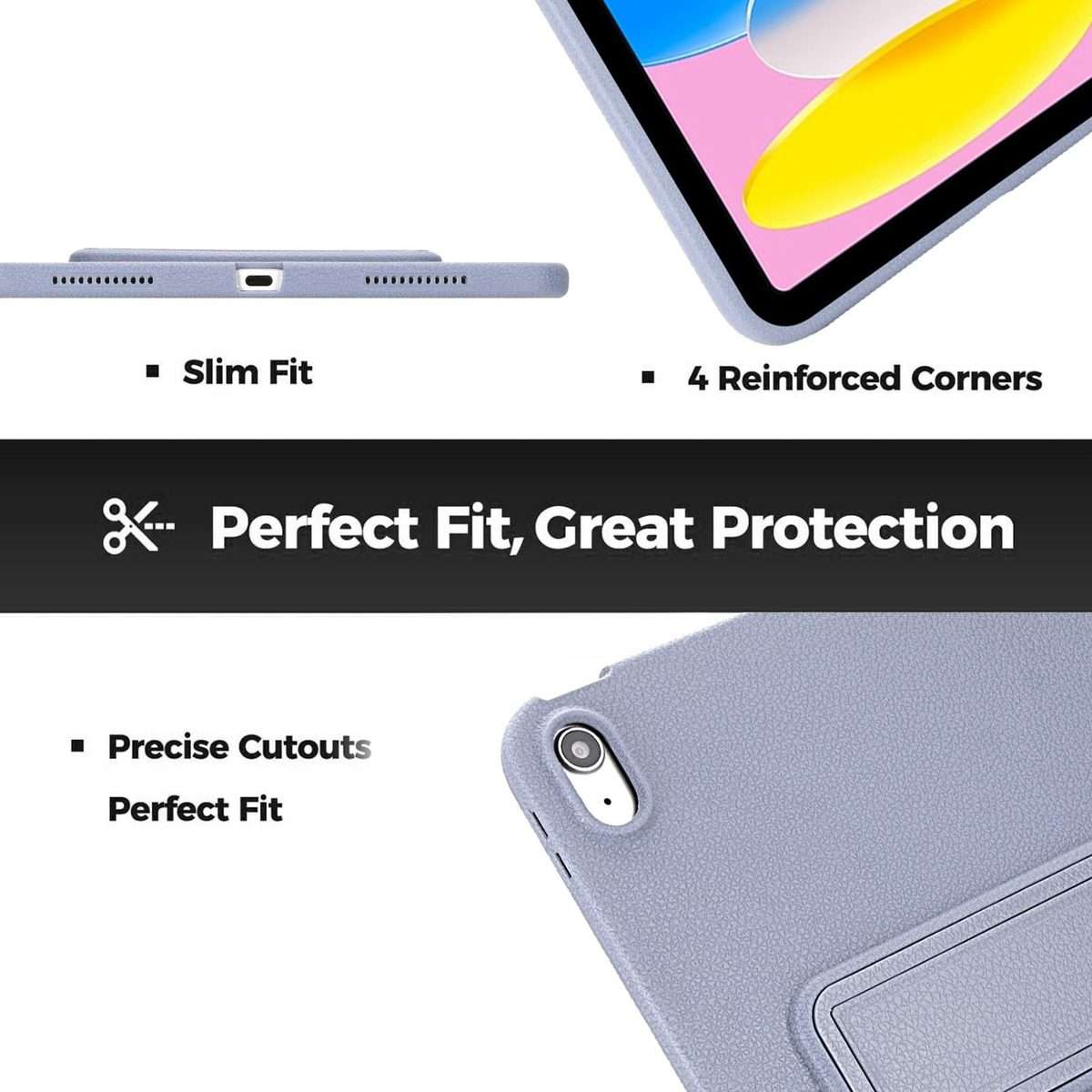 For iPad mini 6 / mini 2024 Leather-Textured PU Shockproof Tablet Case with Holder(Lavender Gray)