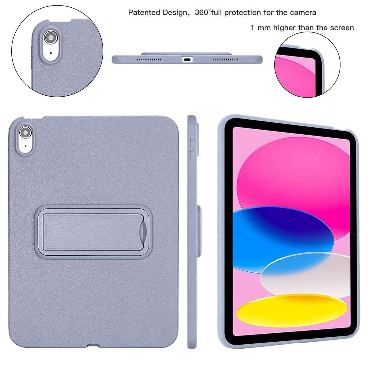 For iPad mini 6 / mini 2024 Leather-Textured PU Shockproof Tablet Case with Holder(Lavender Gray)