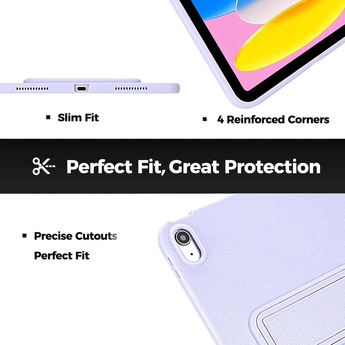 For iPad 2025 / 2022 Leather-Textured PU Shockproof Tablet Case with Holder(Purple)
