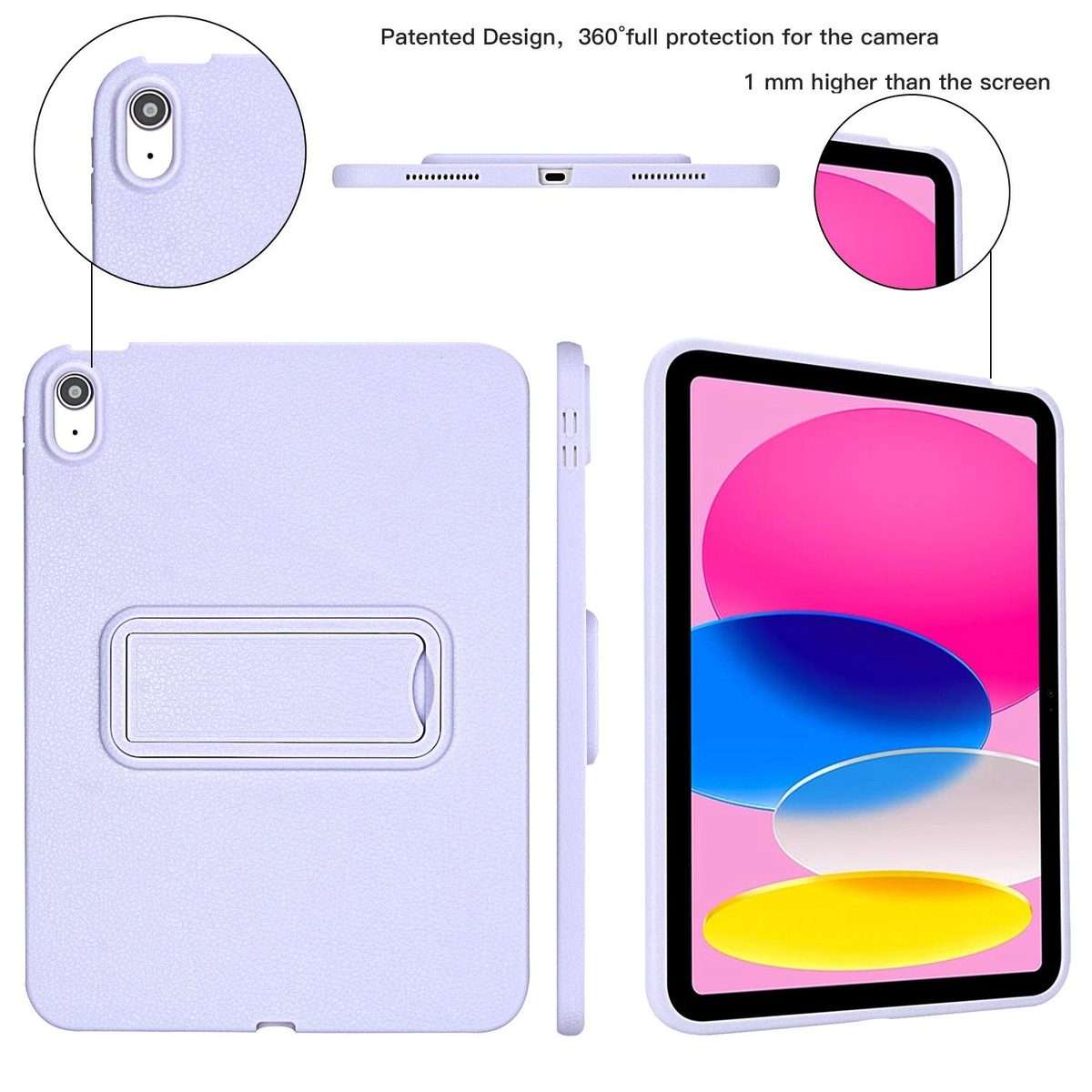 For iPad 2025 / 2022 Leather-Textured PU Shockproof Tablet Case with Holder(Purple)