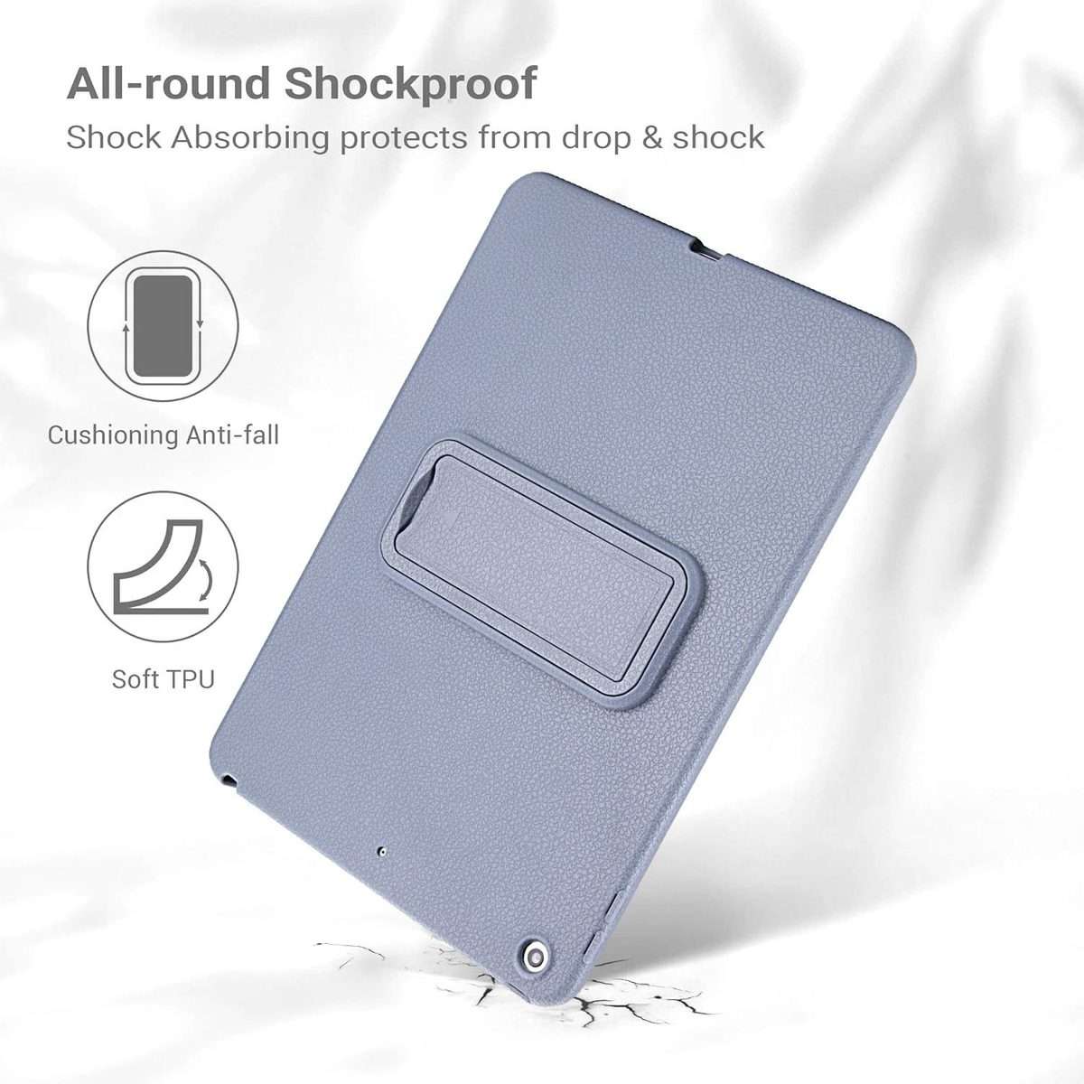For iPad 10.2 2021 / 2020 / 2019 Leather-Textured PU Shockproof Tablet Case wi ... (Lavender Gray)