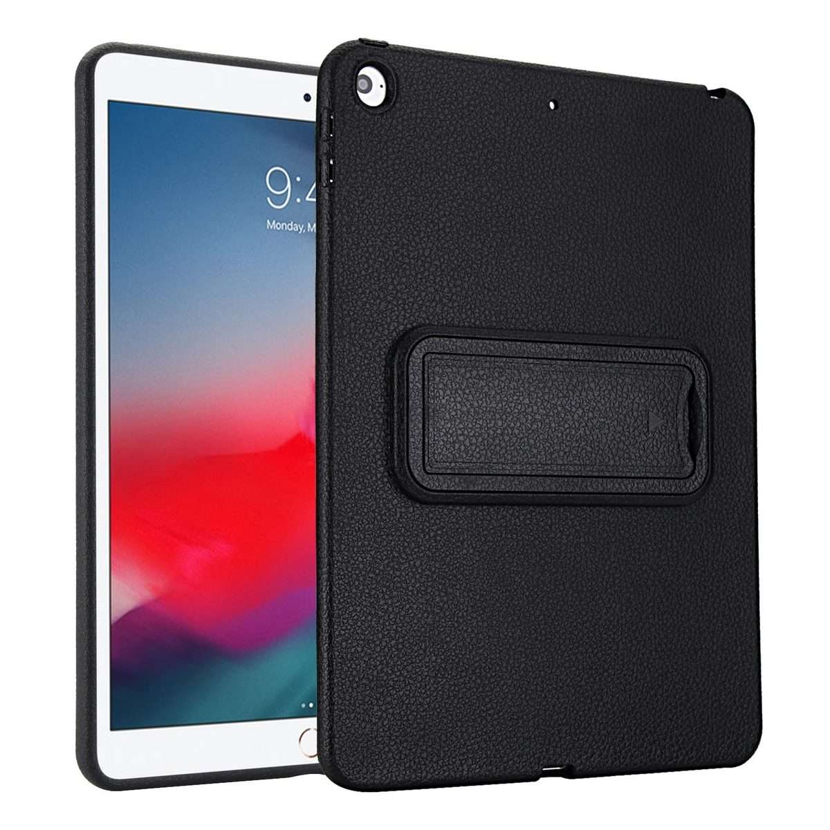 For iPad Air / Air 2 / 9.7 2017 / 2018 Leather-Textured PU Shockproof Tablet Case with ... (Black)