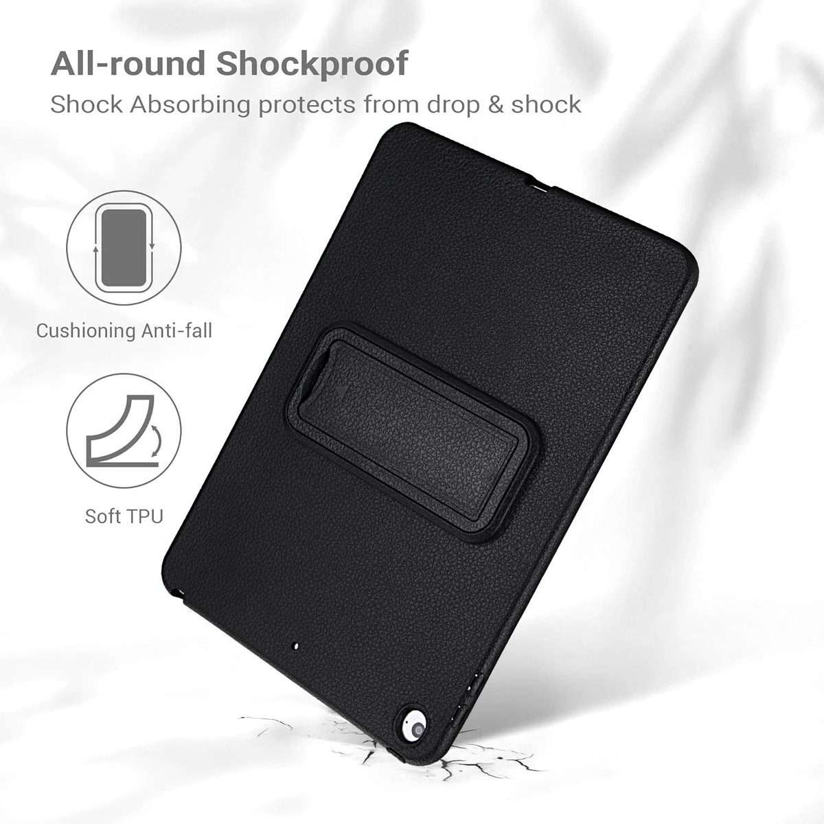 For iPad Air / Air 2 / 9.7 2017 / 2018 Leather-Textured PU Shockproof Tablet Case with ... (Black)