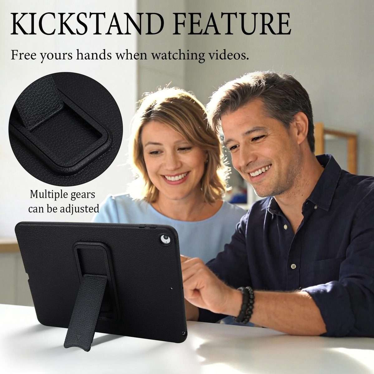 For iPad Air / Air 2 / 9.7 2017 / 2018 Leather-Textured PU Shockproof Tablet Case with ... (Black)