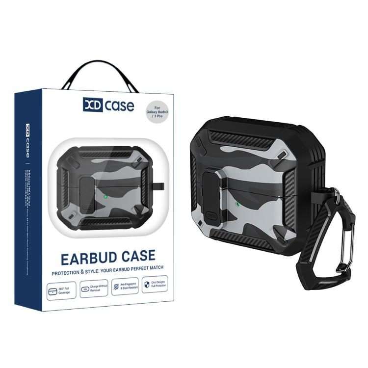 For Samsung Galaxy Buds3 / 3 Pro / 3 FE XDcase Camouflage Security Lock Earbuds C ... (Black Gray)