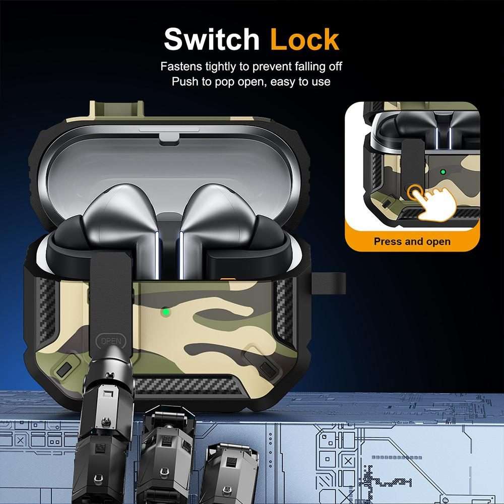 For Samsung Galaxy Buds3 / 3 Pro / 3 FE XDcase Camouflage Security Lock Earbuds C ... (Black Gray)