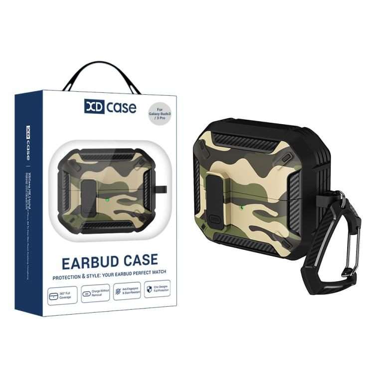 For Samsung Galaxy Buds3 / 3 Pro / 3 FE XDcase Camouflage Security Lock Earbuds C ... (Army Green)