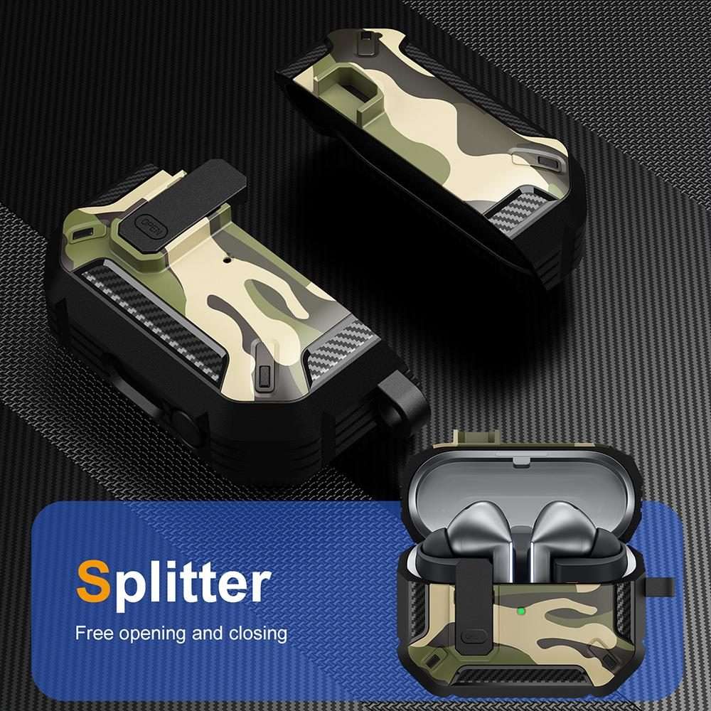 For Samsung Galaxy Buds3 / 3 Pro / 3 FE XDcase Camouflage Security Lock Earbuds C ... (Army Green)