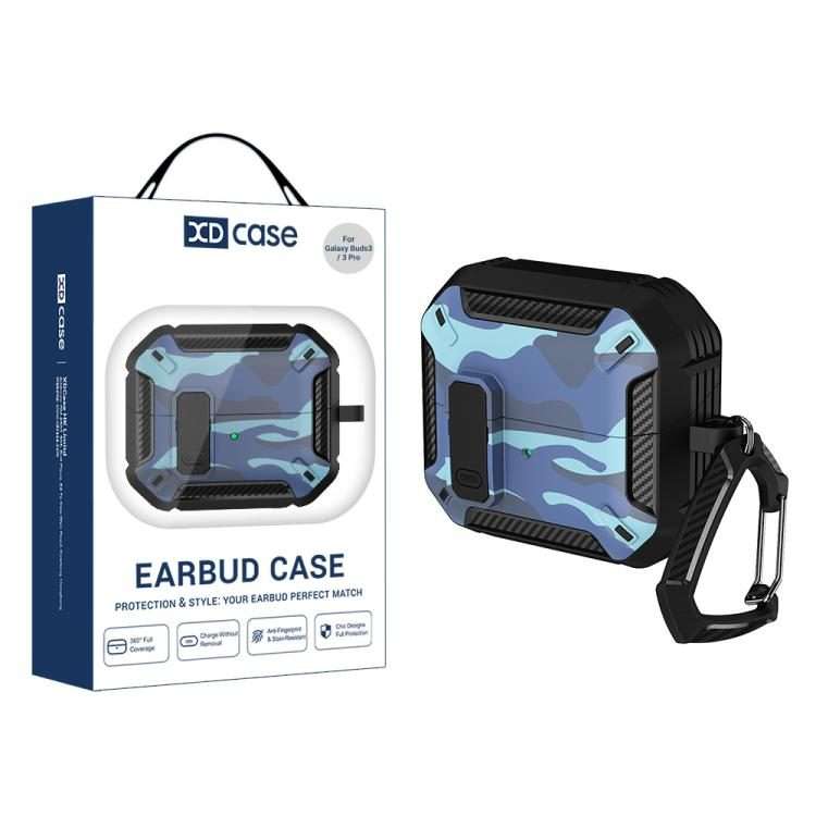 For Samsung Galaxy Buds3 / 3 Pro / 3 FE XDcase Camouflage Security Lock Earbuds Ca ... (Navy Blue)