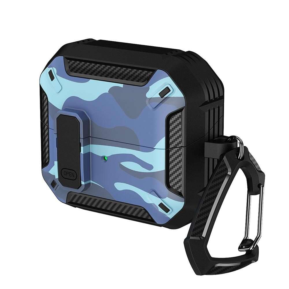 For Samsung Galaxy Buds3 / 3 Pro / 3 FE XDcase Camouflage Security Lock Earbuds Ca ... (Navy Blue)