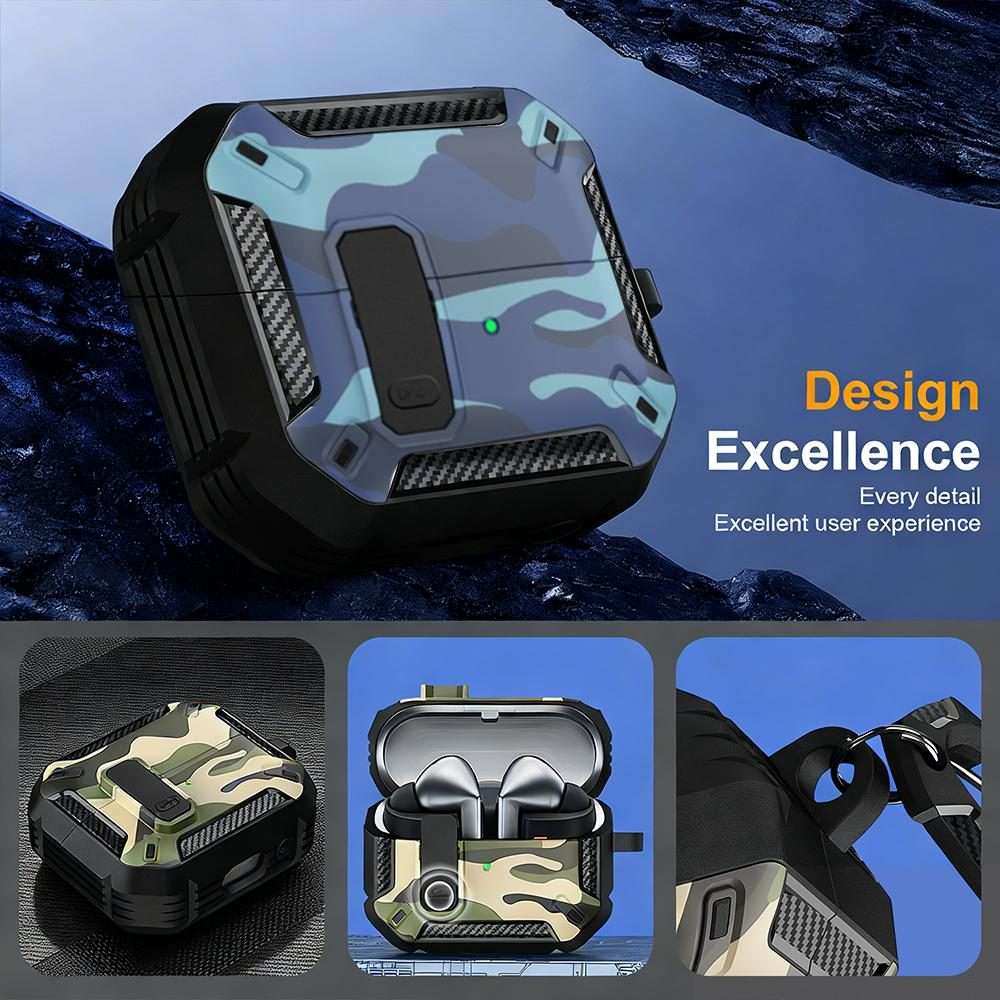 For Samsung Galaxy Buds3 / 3 Pro / 3 FE XDcase Camouflage Security Lock Earbuds Ca ... (Navy Blue)